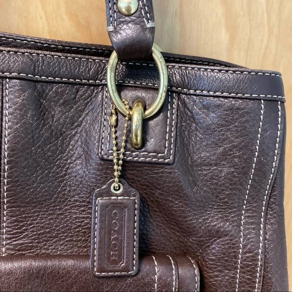 COACH Penelope Soft Pebbled Turnlock Carryall Deep Brown Tote Bag - Picture 4 of 9